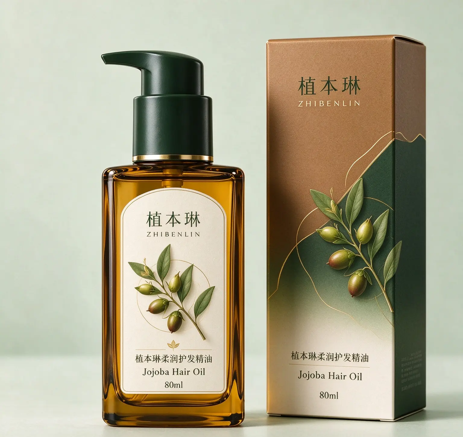 植本琳植本琳柔润护发精油包装概念图