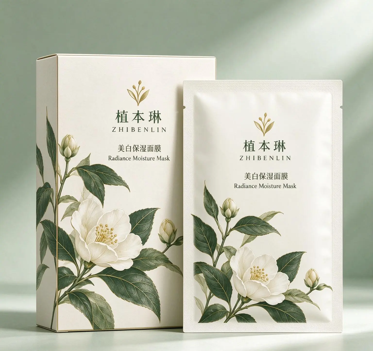 植本琳美白保湿面膜包装概念图