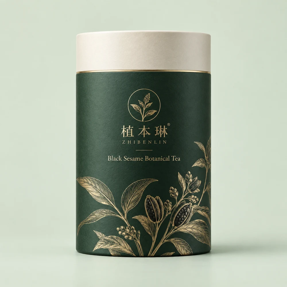 植本琳芝养青丝草本茶包装概念图